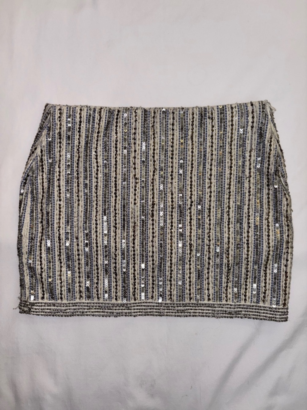 Zara Trafaluc Sequin Mini Skirt Size S Silver Beaded Party Club